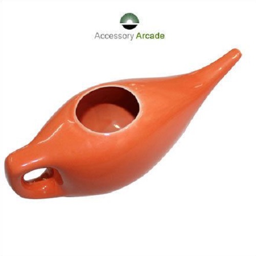 Ceramic Neti Pot- Orange