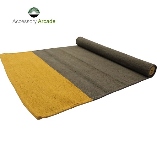 Yoga Rug/ Mat yellow & Grey Stripe