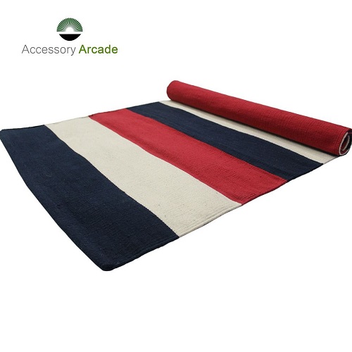 Yoga Rug/ Mat Black & RED Stripe