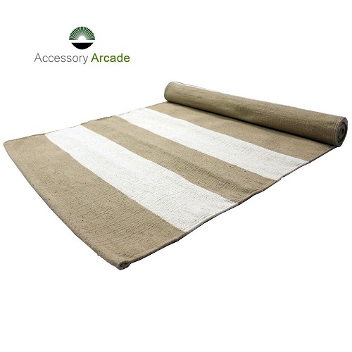 Yoga Rug/ Mat Grey & White Stripe