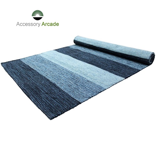 Yoga Rug/ Mat Navy Paddle Stripe