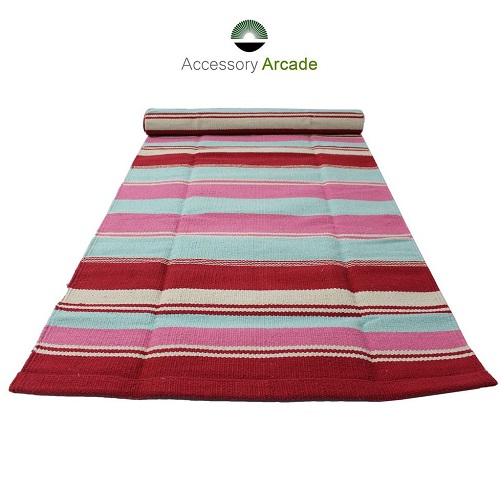 Yoga Rug/ Mat Red & Pink Stripe