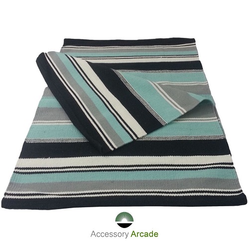 Yoga Rug/ Mat Turq. & Black Stripe