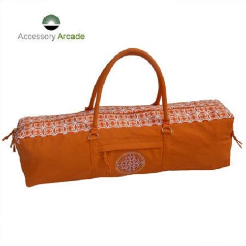 Yoga Kit Bag (Saffron) Print & Embroidered